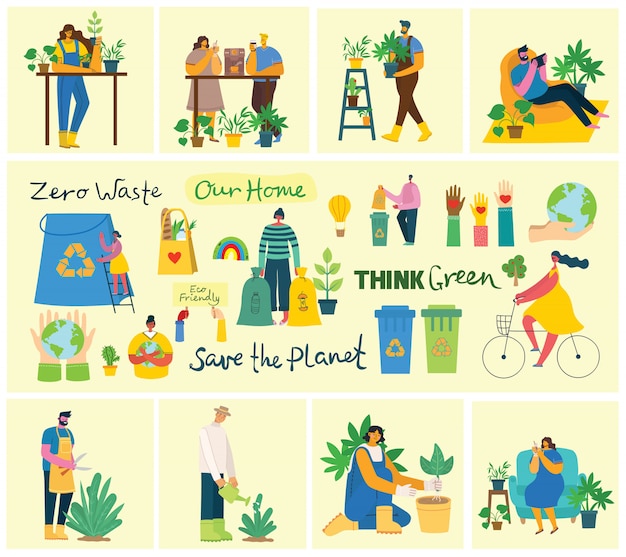 premium-vector-set-of-eco-save-environment-pictures-people-taking