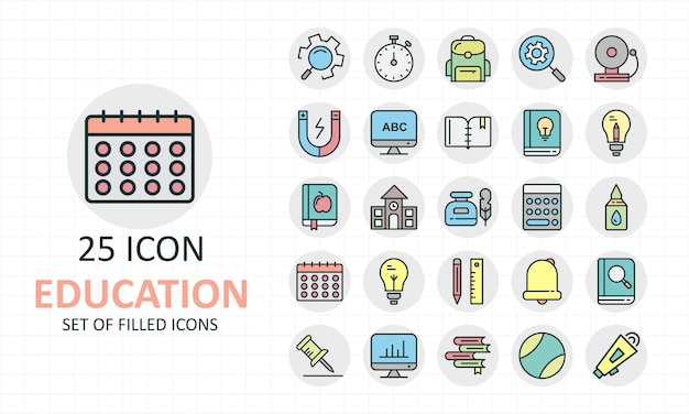 Set of education icons Premium Vector