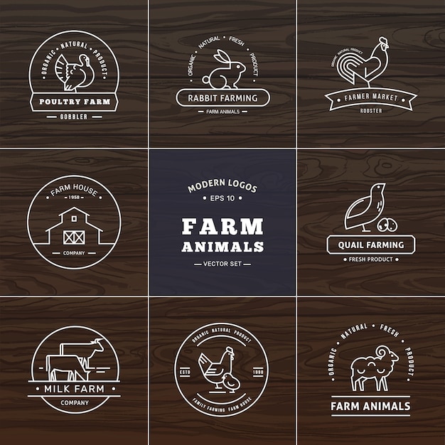 Download Free Set Of Eight Modern Linear Style Logos With Farm Animals With Space For Text Or Company Name Premium Vector Use our free logo maker to create a logo and build your brand. Put your logo on business cards, promotional products, or your website for brand visibility.