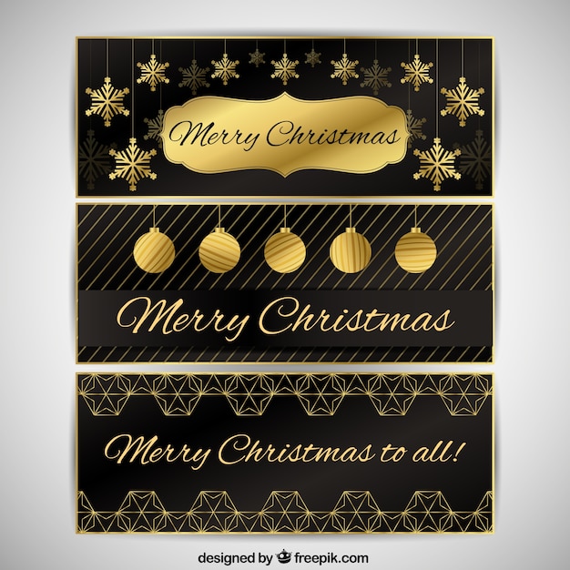 Free Vector | Set of elegant banners with golden elements