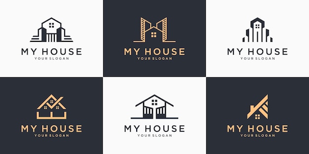 Premium Vector | Set of elegant house logo with line art concept logo ...