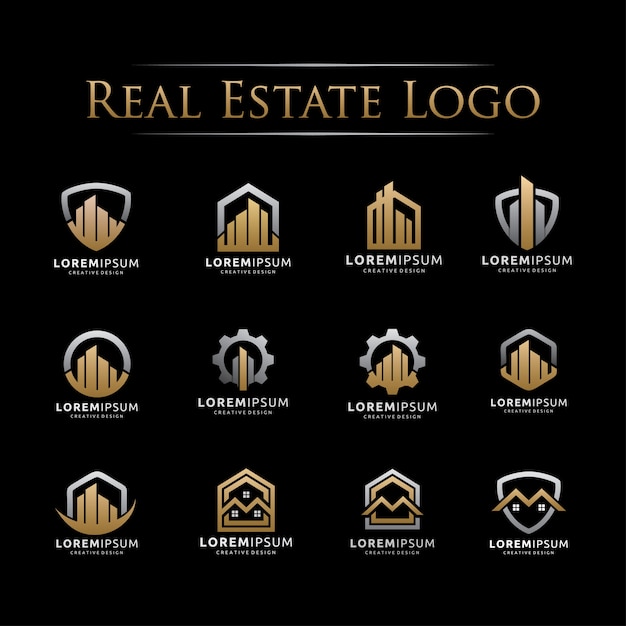 Download Free Set Of Elegant Real Estate Logo Premium Vector Use our free logo maker to create a logo and build your brand. Put your logo on business cards, promotional products, or your website for brand visibility.