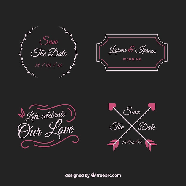 Download Set of elegant wedding labels | Free Vector