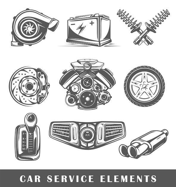 Premium Vector | Set of elements of the car service