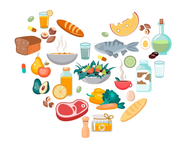 Premium Vector | A set of elements of a healthy diet