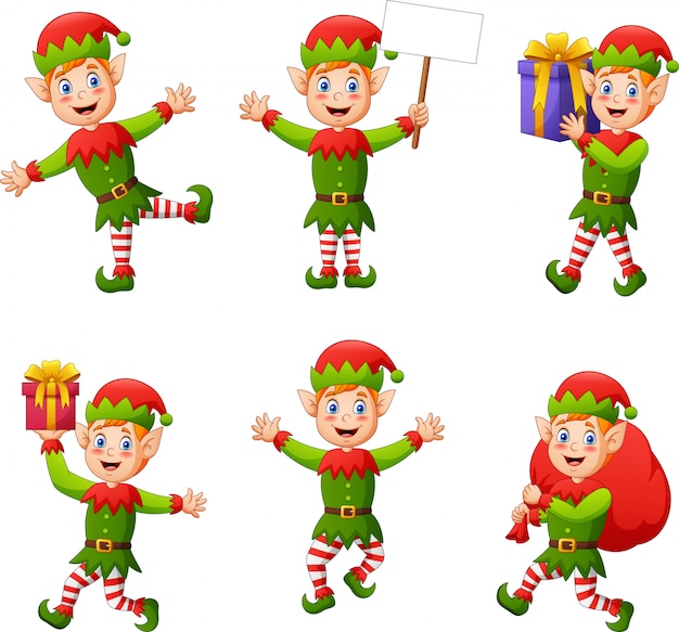 Premium Vector | Set of elves kids cartoon character isolated on white