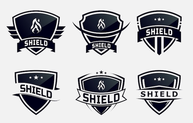 Premium Vector | Set Of Emblem Or Badge Black Shield. Logo Design