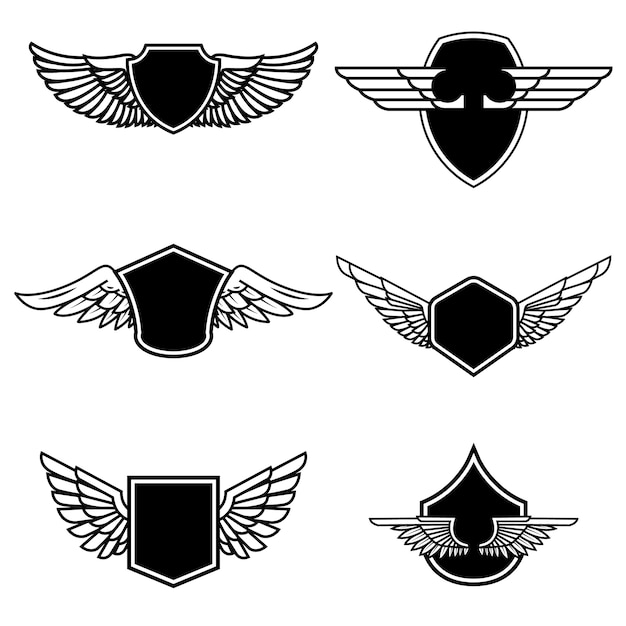 Download Free Set Of Emblems With Wings On White Background Elements For Logo Use our free logo maker to create a logo and build your brand. Put your logo on business cards, promotional products, or your website for brand visibility.