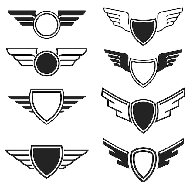 Download Free Set Of The Empty Emblems With Wings Elements For Logo Label Badge Sign Illustration Premium Vector Use our free logo maker to create a logo and build your brand. Put your logo on business cards, promotional products, or your website for brand visibility.