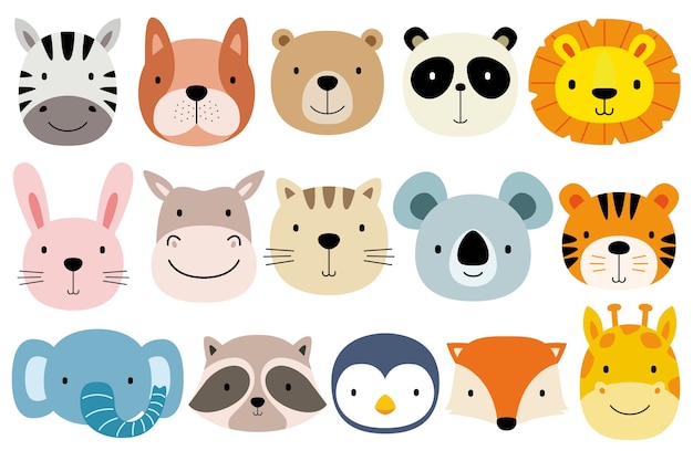 Download Clip Art Wild Animal Faces Clipart Jungle Animals Clip Art Zoo Animal Faces Safari Animal Facesclipart Nursery Animals Faces Art Collectibles