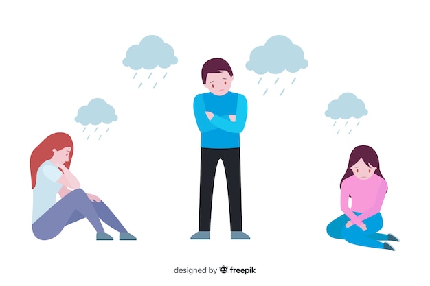 Set of facial expression of different emotions Free Vector