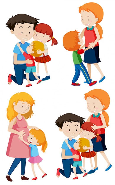 Set of family scenes Vector | Free Download