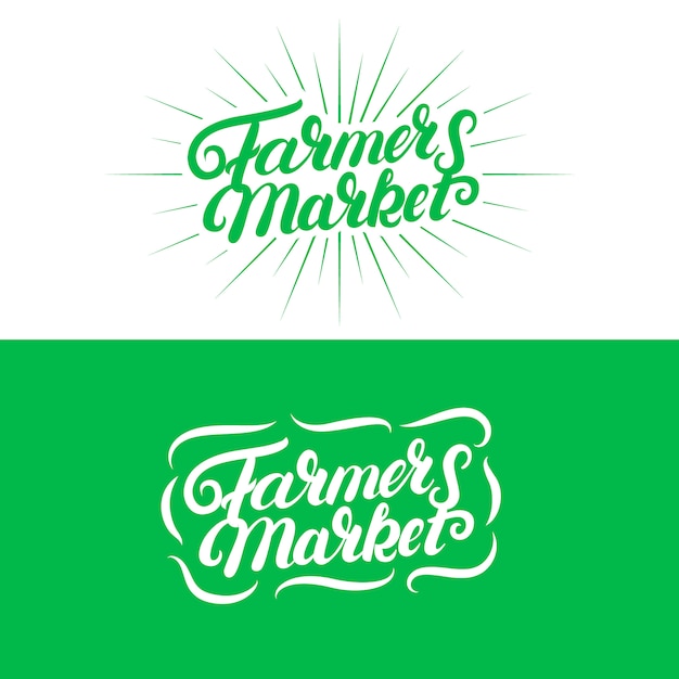 Premium Vector | Set of farmers market hand written lettering