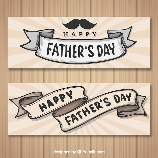 free-vector-set-of-father-s-day-banners-with-ribbons