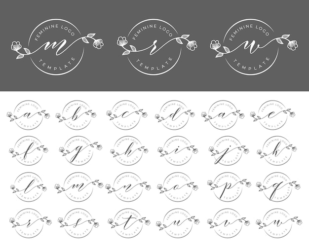 Set of feminine logo branding template vector Premium Vector