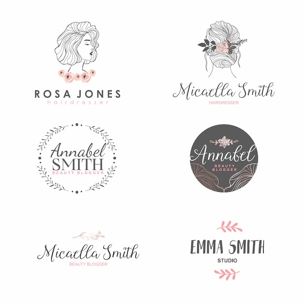 Download Free Set Of Femme Fashion Logo For Beauty Salon Hair Salon Cosmetic Use our free logo maker to create a logo and build your brand. Put your logo on business cards, promotional products, or your website for brand visibility.