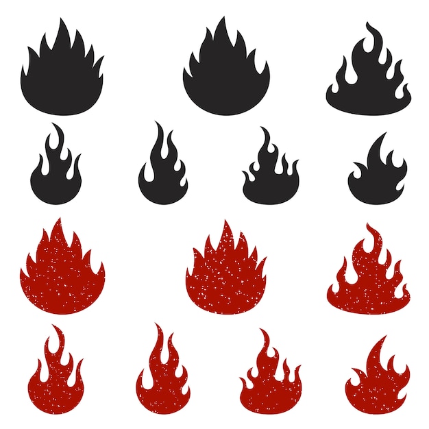 Set of fire icons on white background. | Premium Vector