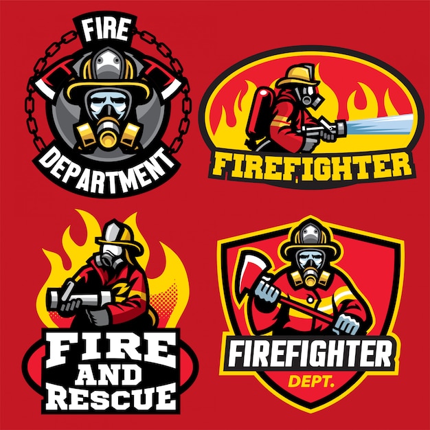 Download Free Set Of Firefighter Logo Design Premium Vector Use our free logo maker to create a logo and build your brand. Put your logo on business cards, promotional products, or your website for brand visibility.