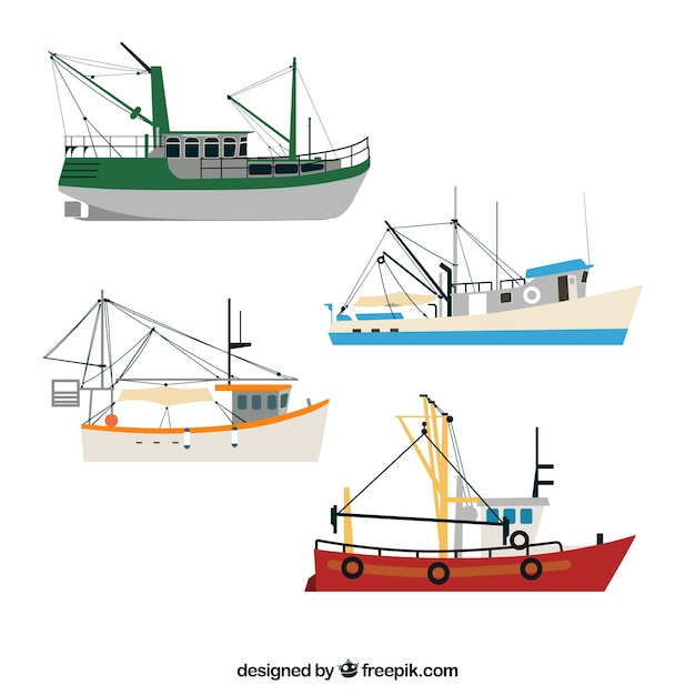 Set of fishing boats Vector | Free Download