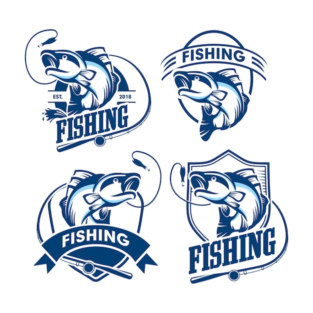 Download Set of fishing logo | Premium Vector