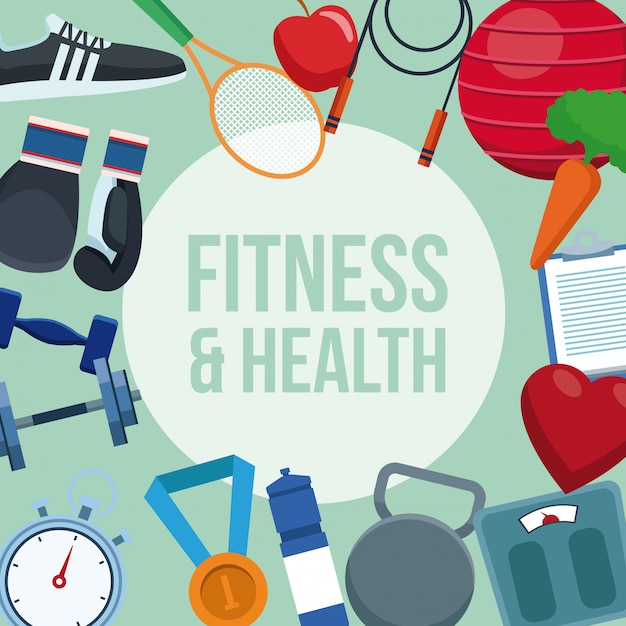 Premium Vector | Set fitness and health icons