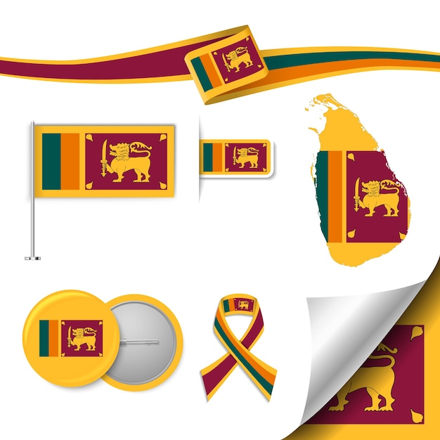 Premium Vector | Set of flag elements with sri lanka