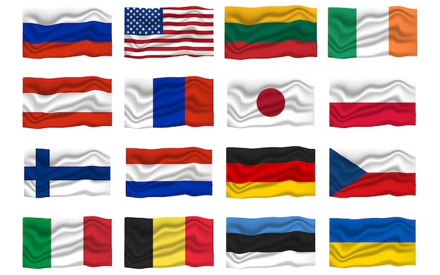 Premium Vector | Set flag icon. national flags. cartoon vector