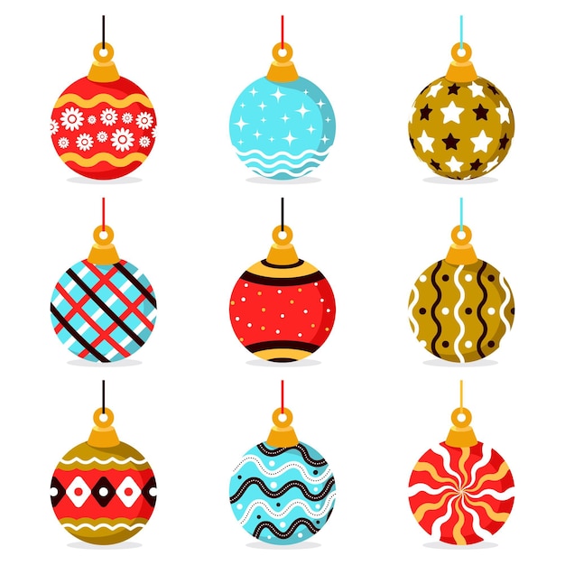 Free Vector | Set of flat christmas ball ornaments