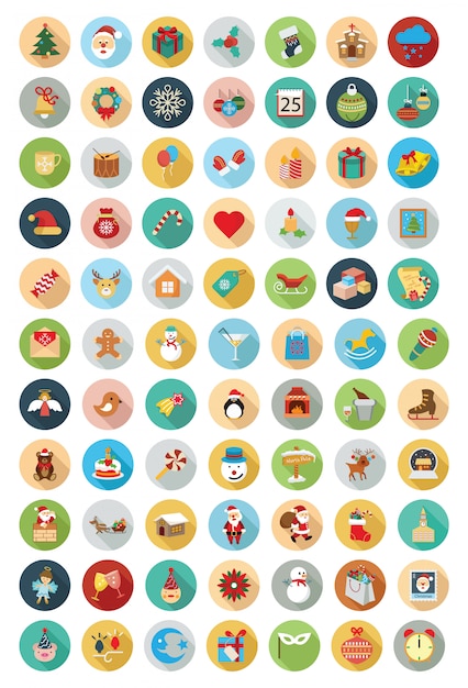 Premium Vector | Set of flat christmas icons