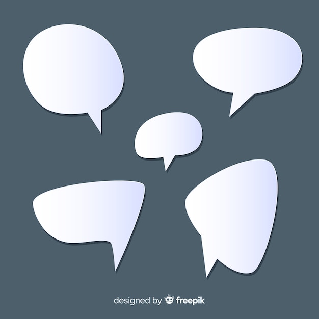 Set of flat design speech bubbles in paper style Free Vector