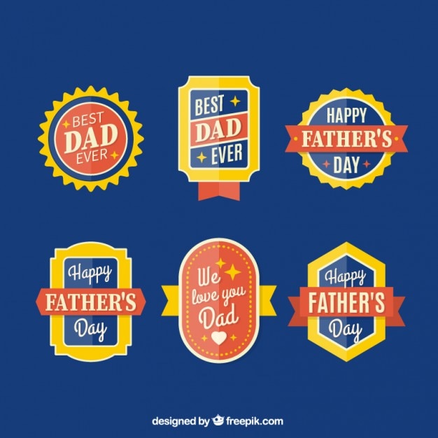 Free Vector | Set of flat father's day stickers