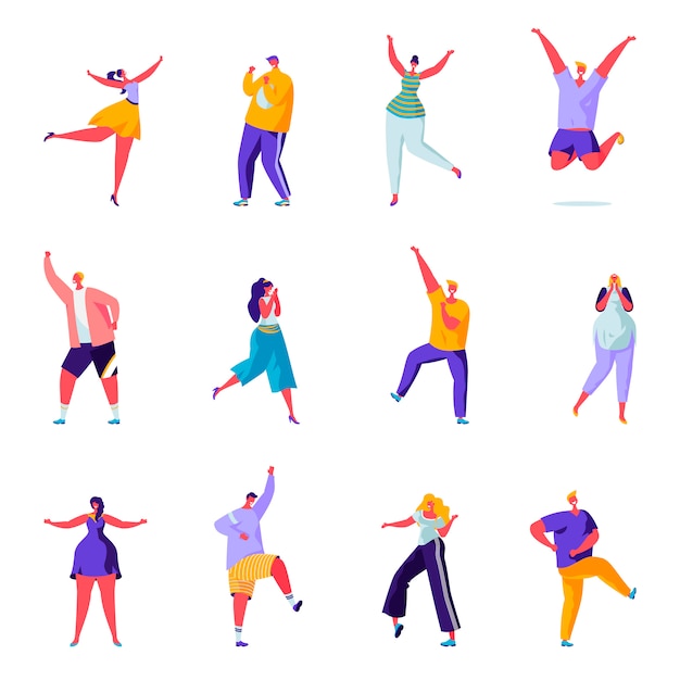 Premium Vector | Set of flat people joyful and positive characters