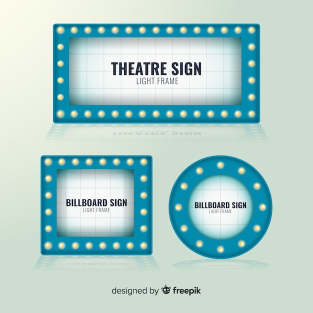 Free Vector Set of flat theater sign template