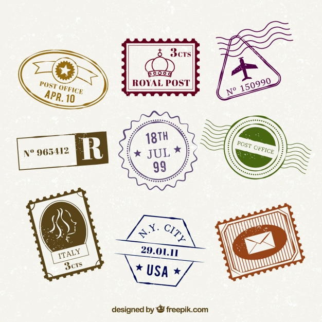 Set of flat trip stamps Vector | Free Download