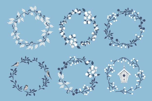 Premium Vector | Set of floral wreaths illustration.