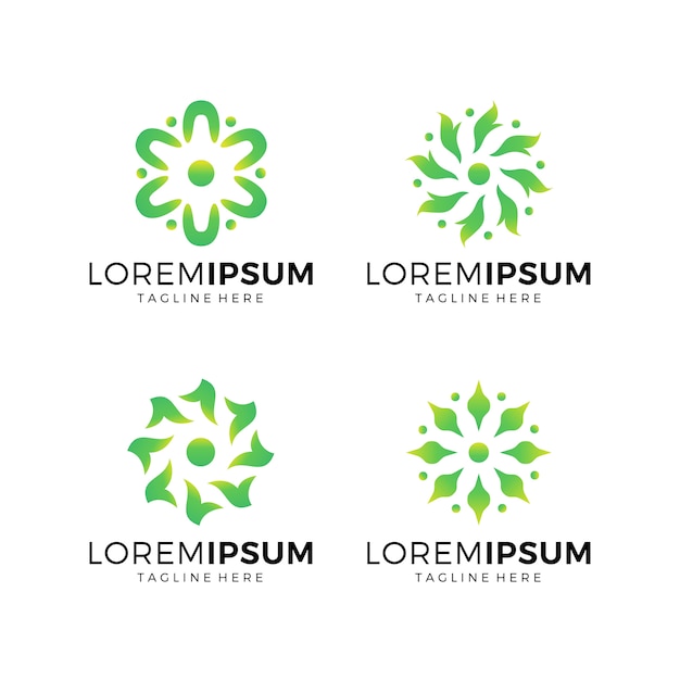 Set of flower logo collection green color Vector | Premium Download