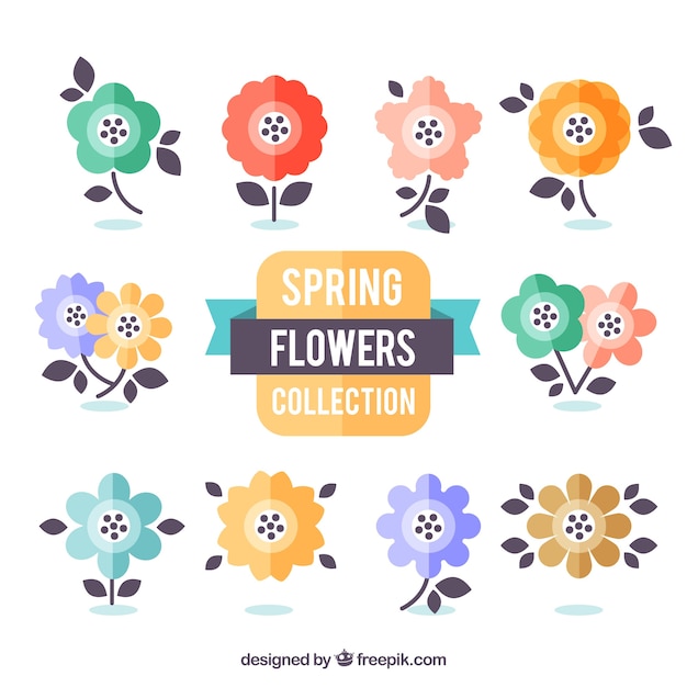 Free Vector | Set of flowers in flat style