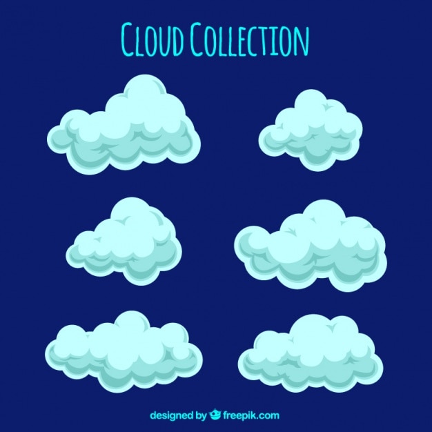 Set of fluffy clouds | Free Vector