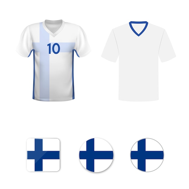 Premium Vector Set Of Football Tshirts And Flags Of The National Team Of Finland