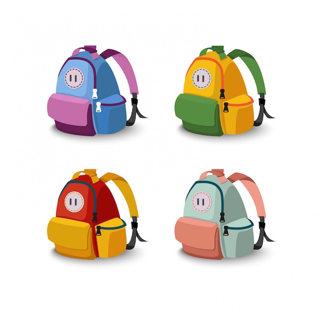 Premium Vector | Set of four bag school