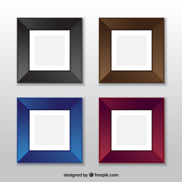 Free Vector | Set of four colored square frames