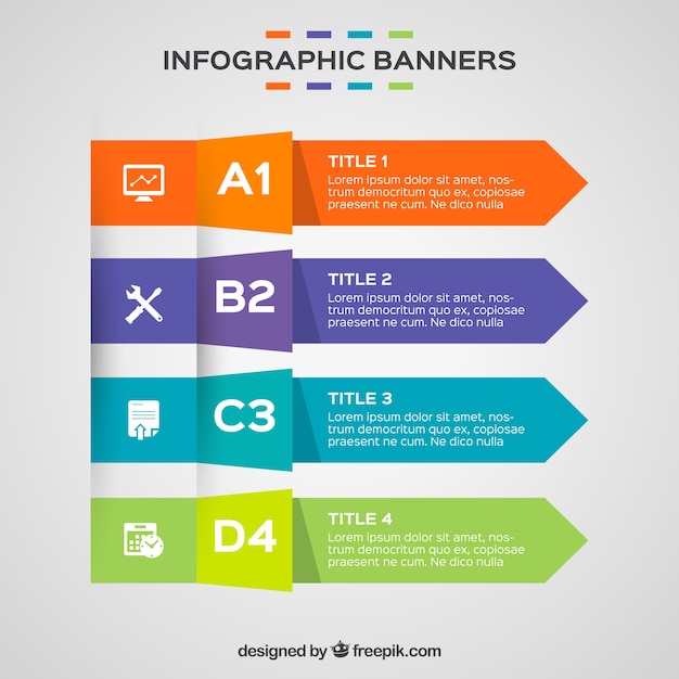 Free Vector Set Of Four Colorful Infographic Banners 7576