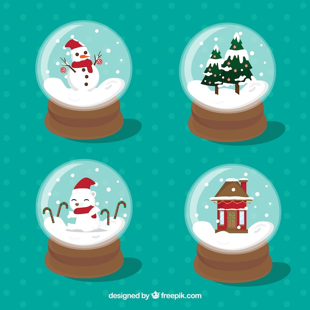 Free Vector | Set of four decorative snowglobe