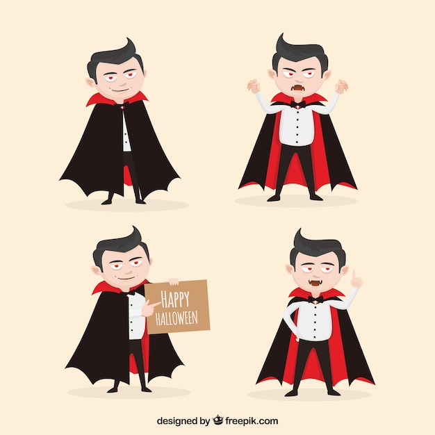 Free Vector | Set of four funny vampires