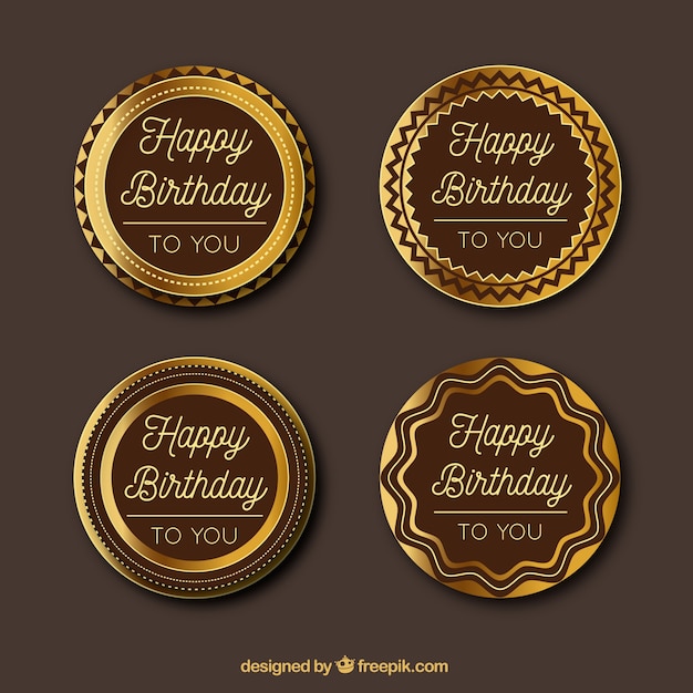 Free Vector Set Of Four Golden Birthday Stickers