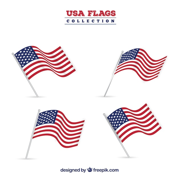 Download Free Vector | Set of four realistic united states flags