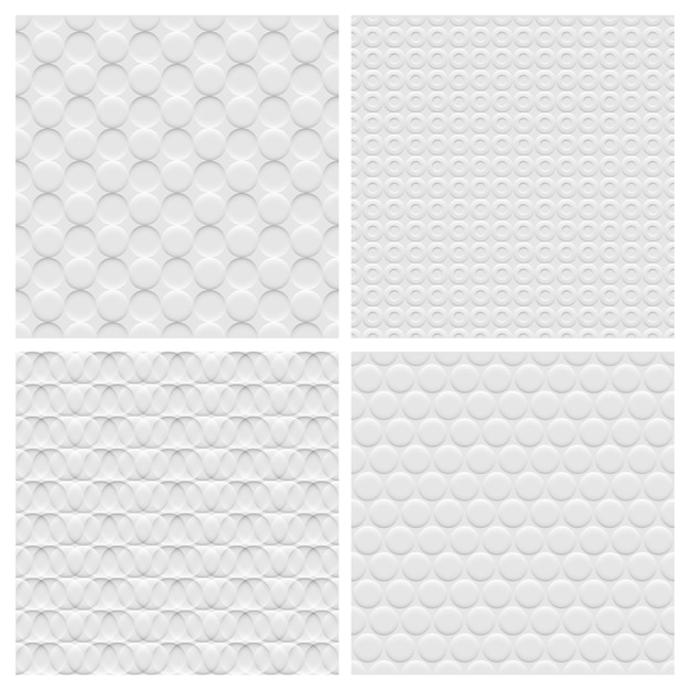 Set of four white background seamless pattern with circles Vector