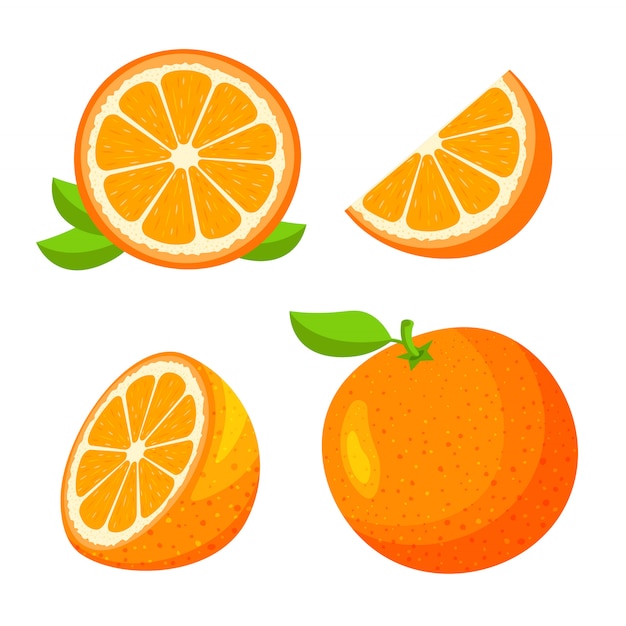 Download Set of fresh whole, half, cut slice of orange fruit ...