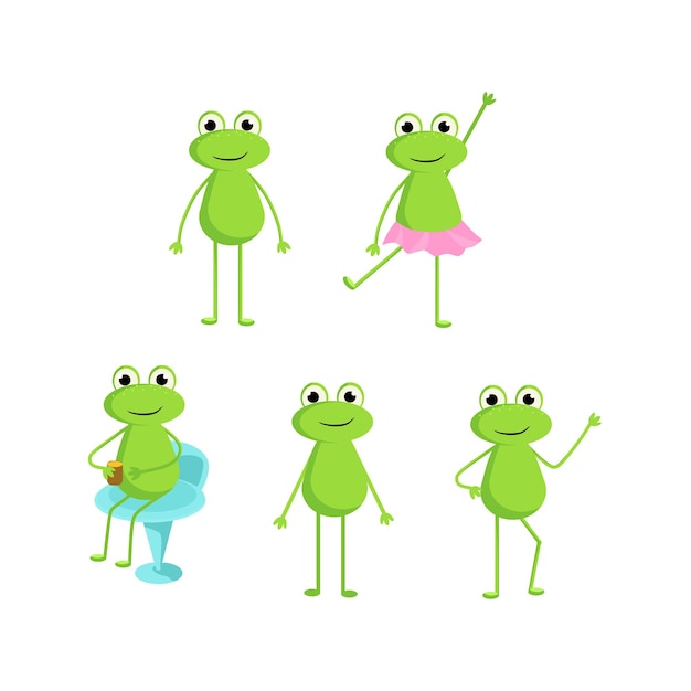 Premium Vector | A set of frogs in different poses