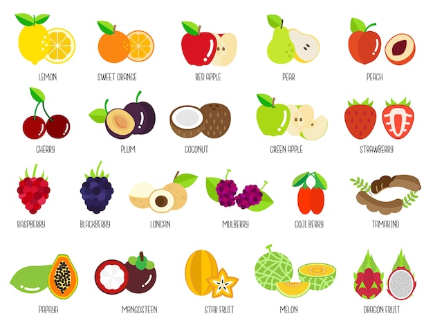 Set of fruits | Premium Vector